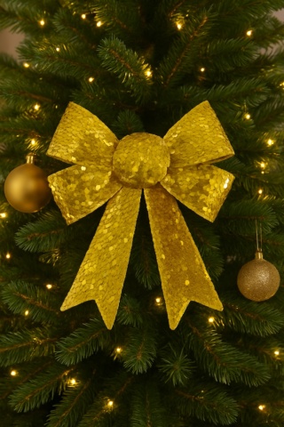 Piękna Dekoracyjna Kokarda złota cekiny cekinowa duża 40x32cm