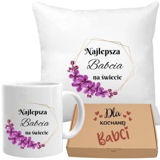 Poduszka i kubek zestaw prezent DZIEŃ BABCI urodziny imieniny Babcia
