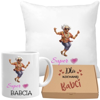 Poduszka i kubek zestaw prezent DZIEŃ BABCI urodziny imieniny Babcia