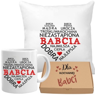 Poduszka i kubek zestaw prezent DZIEŃ BABCI urodziny imieniny Babcia