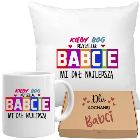 Poduszka i kubek zestaw prezent DZIEŃ BABCI urodziny imieniny Babcia