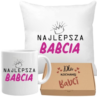 Poduszka i kubek zestaw prezent DZIEŃ BABCI urodziny imieniny Babcia