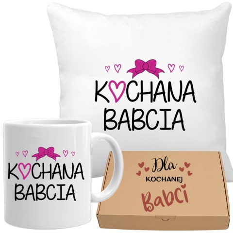 Poduszka i kubek zestaw prezent DZIEŃ BABCI urodziny imieniny Babcia