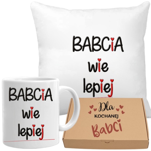Poduszka i kubek zestaw prezent DZIEŃ BABCI urodziny imieniny Babcia
