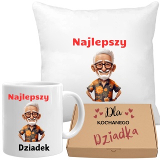 Poduszka i kubek zestaw prezent DZIEŃ DZIADKA urodziny imieniny Dziadek