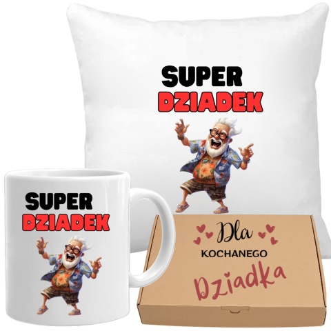 Poduszka i kubek zestaw prezent DZIEŃ DZIADKA urodziny imieniny Dziadek