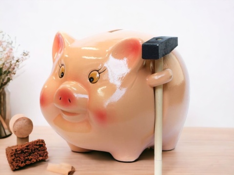 Skarbonka ŚWINKA ceramiczna duża rozbijana z młotkiem pomysłowy prezent