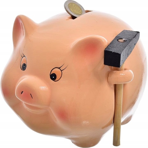 Skarbonka ŚWINKA ceramiczna duża rozbijana z młotkiem pomysłowy prezent