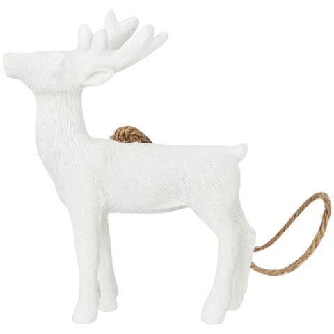 Zawieszka choinkowa JELONEK ozdoba świąteczna dekoracja 8,5cm biały