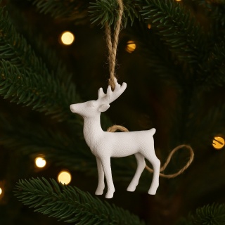 Zawieszka choinkowa JELONEK ozdoba świąteczna dekoracja 8,5cm biały