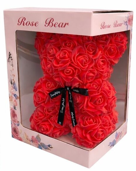 Miś z róż 20cm prezent na różne okazje Walentynki Dzień Kobiet Rocznicę