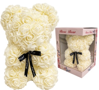 Miś z róż 20cm prezent na różne okazje Walentynki Dzień Kobiet Rocznicę