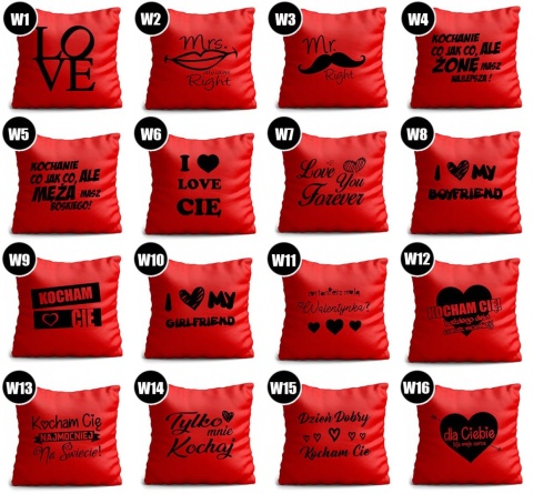 PODUSZKA SATYNOWA PREZENT WALENTYNKI DLA DZIEWCZYNY CHŁOPAKA ŻONY MĘŻA