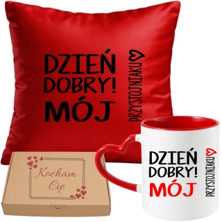Poduszka i kubek zestaw prezent na WALENTYNKI urodziny Dzień Kobiet