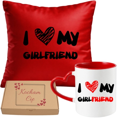 Poduszka i kubek zestaw prezent na WALENTYNKI urodziny Dzień Kobiet