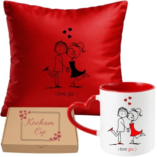 Poduszka i kubek zestaw prezent na WALENTYNKI urodziny Dzień Kobiet