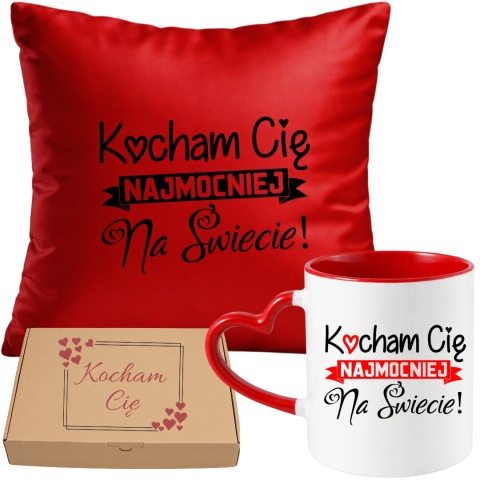 Poduszka i kubek zestaw prezent na WALENTYNKI urodziny Dzień Kobiet