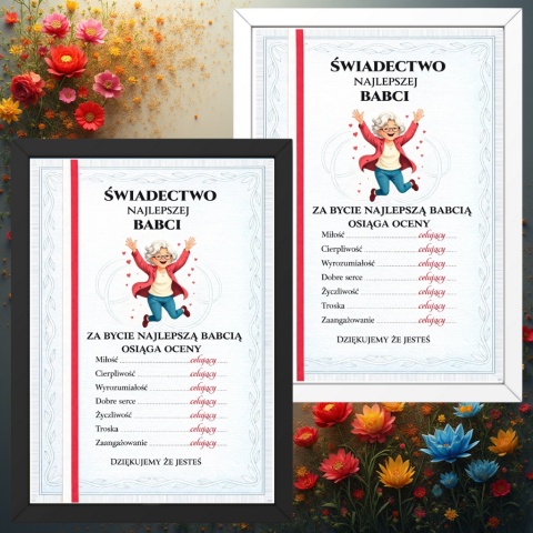 Ramka Życzenia Śmieszny Prezent Dzień Babci urodziny Babcia