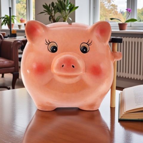 Skarbonka ŚWINKA ceramiczna ogromna rozbijana z młotkiem pomysłowy prezent