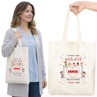 TORBA BAWEŁNIANA PREMIUM NA ZAKUPY Z NADRUKIEM PREZENT DLA NAUCZYCIELKI