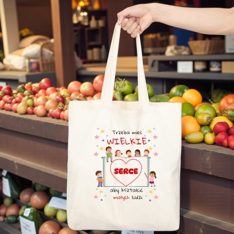 TORBA BAWEŁNIANA PREMIUM NA ZAKUPY Z NADRUKIEM PREZENT DLA NAUCZYCIELKI