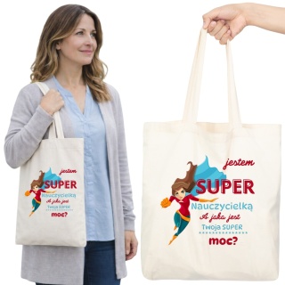 TORBA BAWEŁNIANA PREMIUM NA ZAKUPY Z NADRUKIEM PREZENT DLA NAUCZYCIELKI