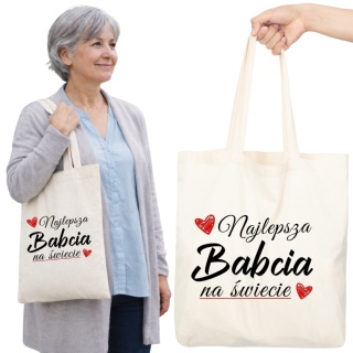 Torba bawełniana Premium z nadrukiem Babcia na zakupy prezent Dzień BABCI