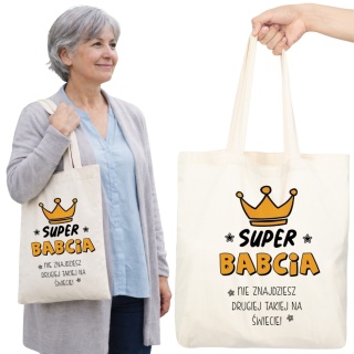 Torba bawełniana Premium z nadrukiem Babcia na zakupy prezent Dzień BABCI