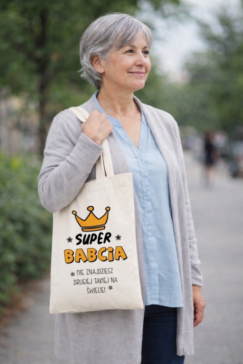 Torba bawełniana Premium z nadrukiem Babcia na zakupy prezent Dzień BABCI