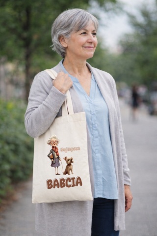 Torba bawełniana Premium z nadrukiem Babcia na zakupy prezent Dzień BABCI