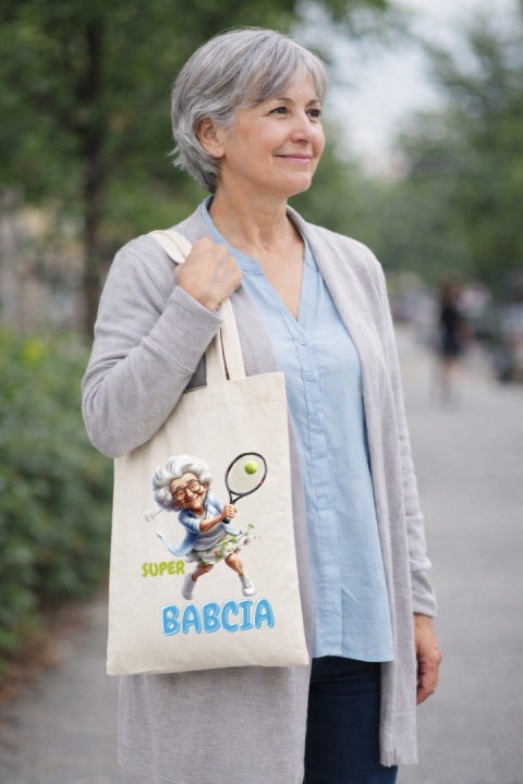 Torba bawełniana Premium z nadrukiem Babcia na zakupy prezent Dzień BABCI