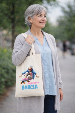 Torba bawełniana Premium z nadrukiem Babcia na zakupy prezent Dzień BABCI