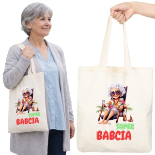 Torba bawełniana Premium z nadrukiem Babcia na zakupy prezent Dzień BABCI