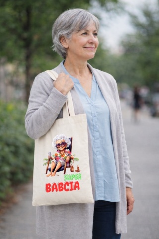 Torba bawełniana Premium z nadrukiem Babcia na zakupy prezent Dzień BABCI