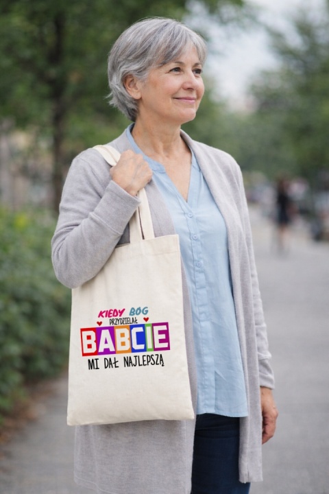Torba bawełniana Premium z nadrukiem Babcia na zakupy prezent Dzień BABCI