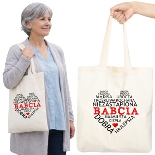 Torba bawełniana Premium z nadrukiem Babcia na zakupy prezent Dzień BABCI