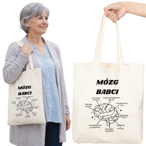 Torba bawełniana Premium z nadrukiem Babcia na zakupy prezent Dzień BABCI
