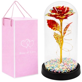 Wieczna róża w szkle świecąca LED w pudełku prezent Walentynki czerwony