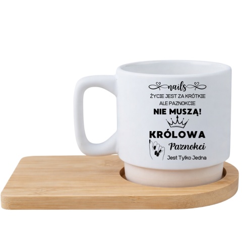 Filiżanka z nadrukiem podstawka Królowa Paznokci Prezent Dzień Kobiet