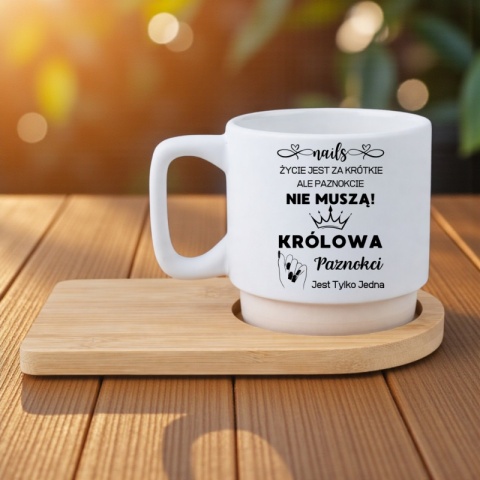 Filiżanka z nadrukiem podstawka Królowa Paznokci Prezent Dzień Kobiet