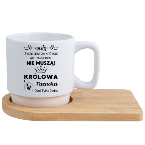 Filiżanka z nadrukiem podstawka Królowa Paznokci Prezent Dzień Kobiet
