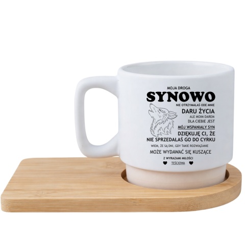Filiżanka z nadrukiem + podstawka prezent dla Synowej Dzień Kobiet Urodziny