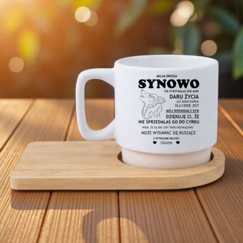 Filiżanka z nadrukiem + podstawka prezent dla Synowej Dzień Kobiet Urodziny