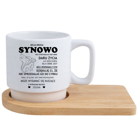 Filiżanka z nadrukiem + podstawka prezent dla Synowej Dzień Kobiet Urodziny