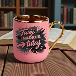 Kubek różowo-złoty z Twoim nadrukiem Tekst Grafika Logo Prezent Reklama