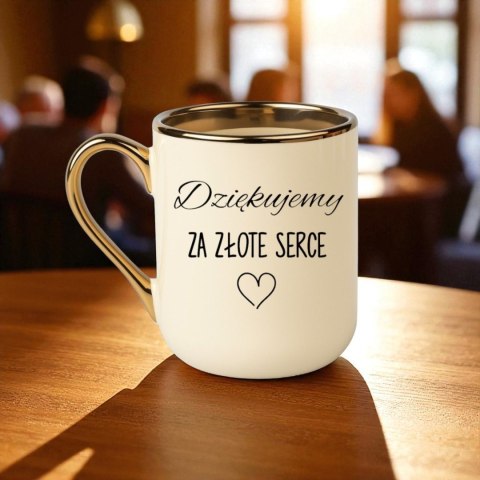 Kubek kremowo-złoty z Twoim nadrukiem Tekst Grafika Logo Prezent Reklama