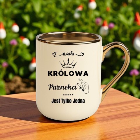 Kubek kremowo-złoty z Twoim nadrukiem Tekst Grafika Logo Prezent Reklama