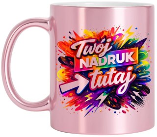 Kubek różowy Twój nadruk Tekst Grafika Logo Gadżet Prezent Reklama