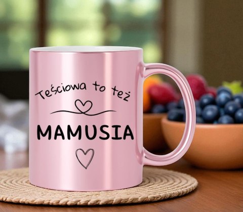 Kubek różowy Twój nadruk Tekst Grafika Logo Gadżet Prezent Reklama