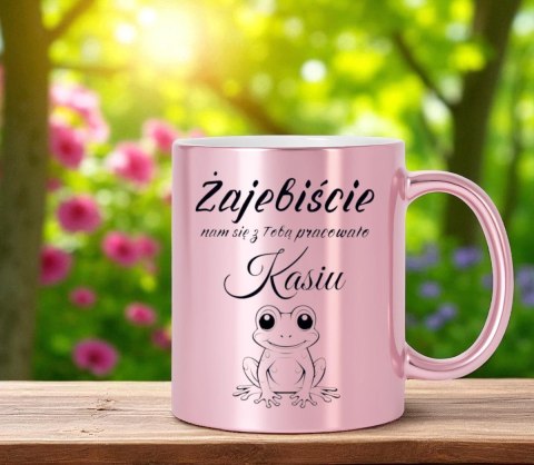 Kubek różowy Twój nadruk Tekst Grafika Logo Gadżet Prezent Reklama